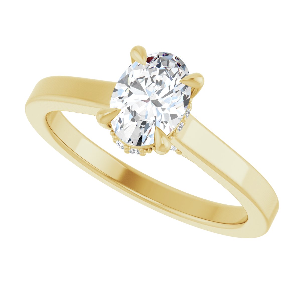 Oval Claw-Prong Hidden Halo-Style Engagement Ring Semi-Mount - gallery - Series 127239
