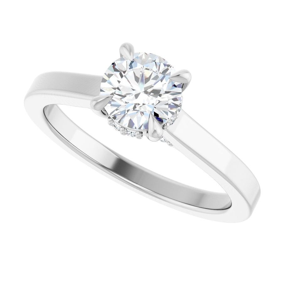 Round Claw-Prong Hidden Halo-Style Engagement Ring Semi-Mount - gallery - Series 127239