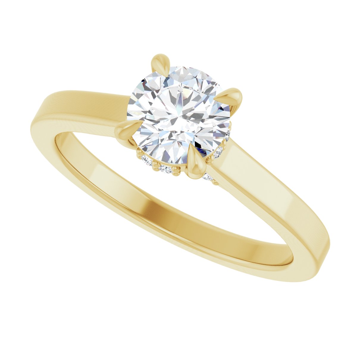 Round Claw-Prong Hidden Halo-Style Engagement Ring Semi-Mount - gallery - Series 127239
