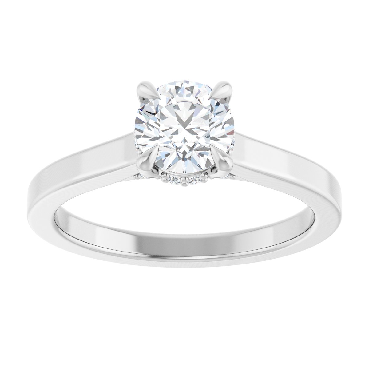 Round Claw-Prong Hidden Halo-Style Engagement Ring Semi-Mount - gallery - Series 127239
