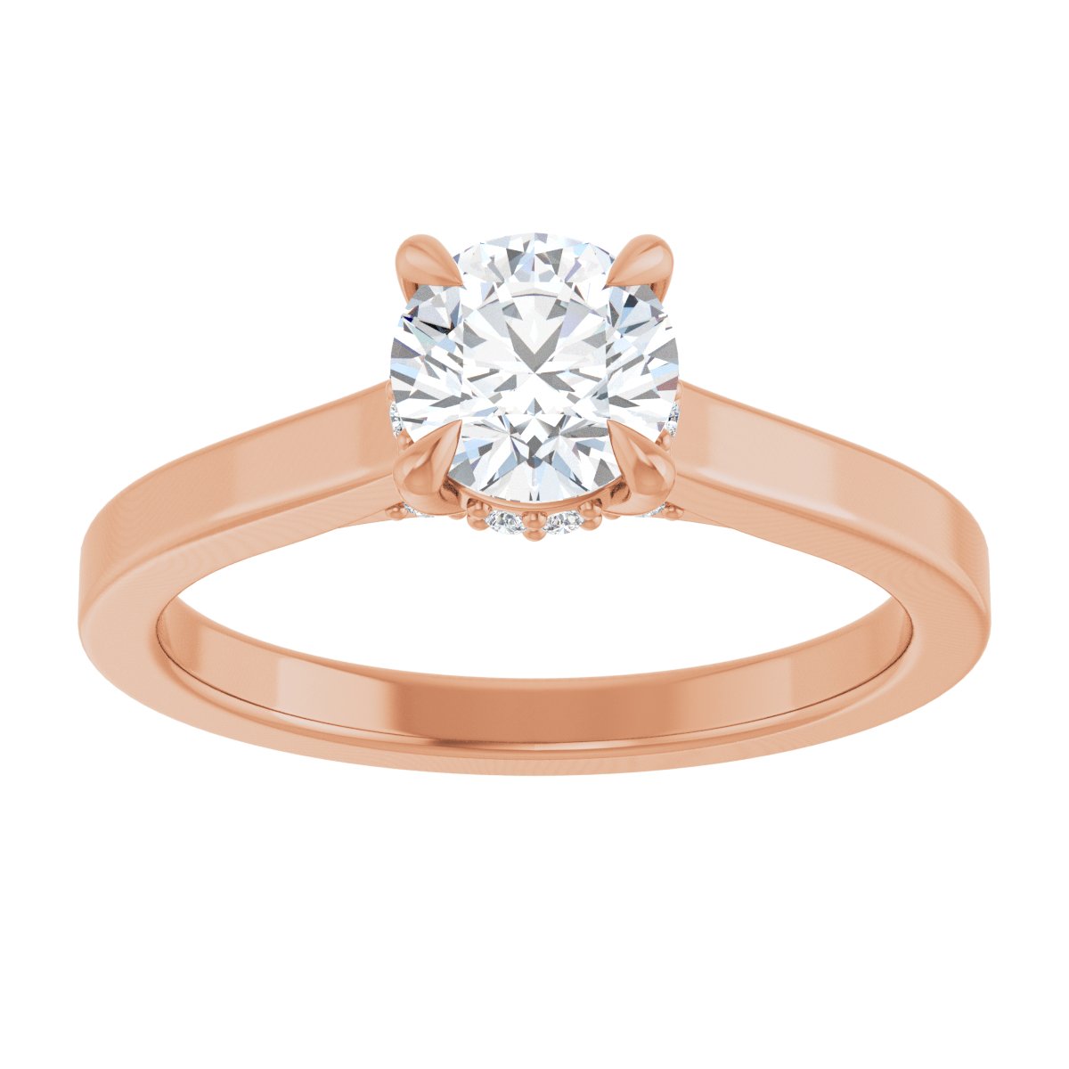 Round Claw-Prong Hidden Halo-Style Engagement Ring Semi-Mount - gallery - Series 127239