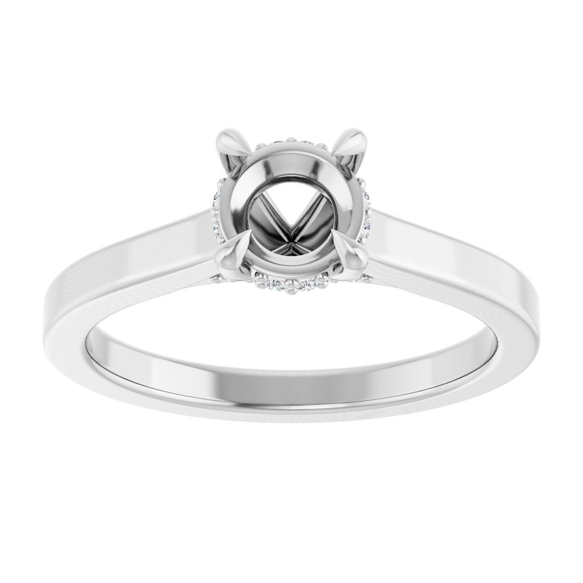 Round Claw-Prong Hidden Halo-Style Engagement Ring Semi-Mount - gallery - Series 127239