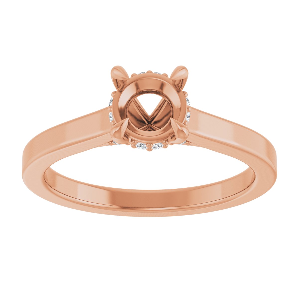 Round Claw-Prong Hidden Halo-Style Engagement Ring Semi-Mount - gallery - Series 127239