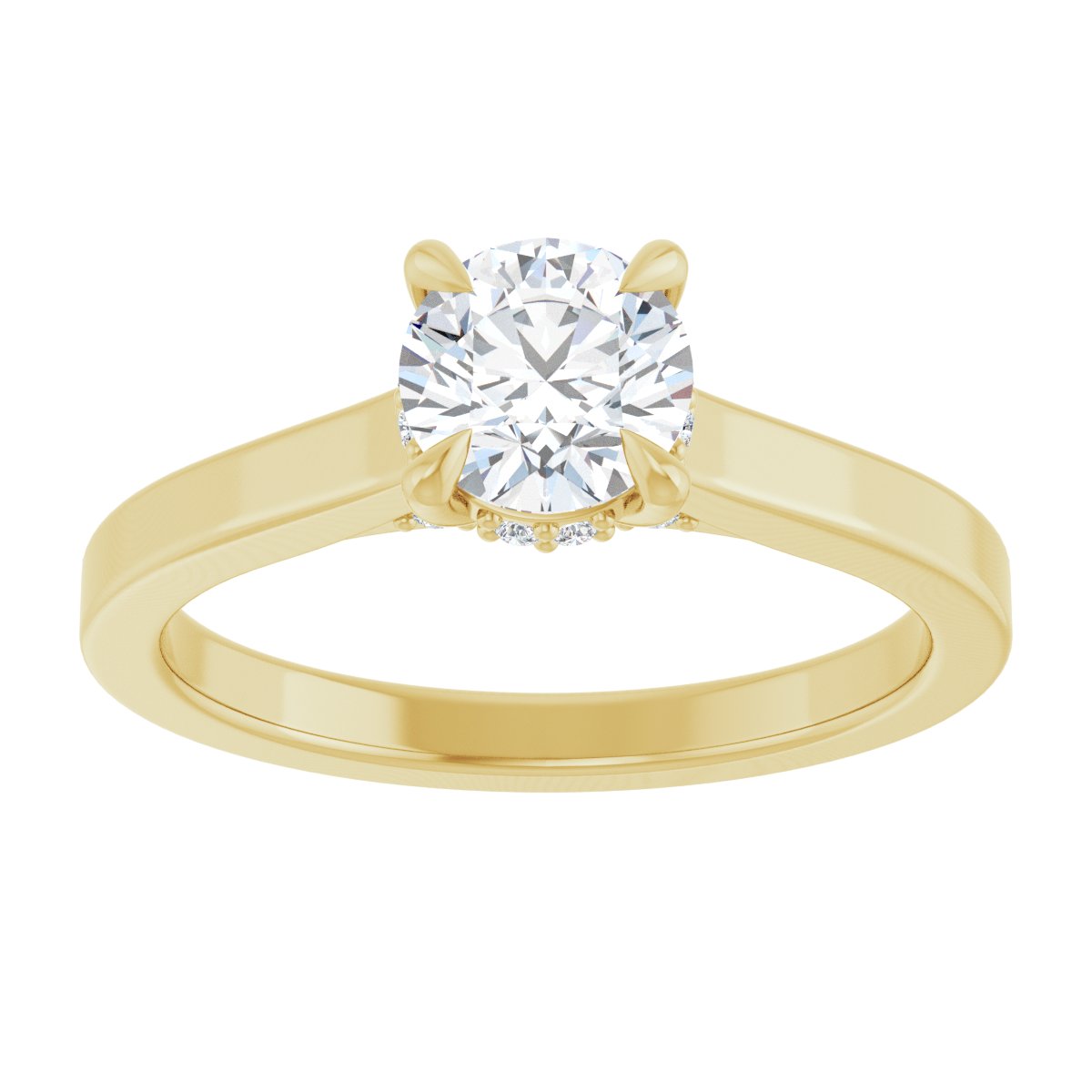 Round Claw-Prong Hidden Halo-Style Engagement Ring Semi-Mount - gallery - Series 127239