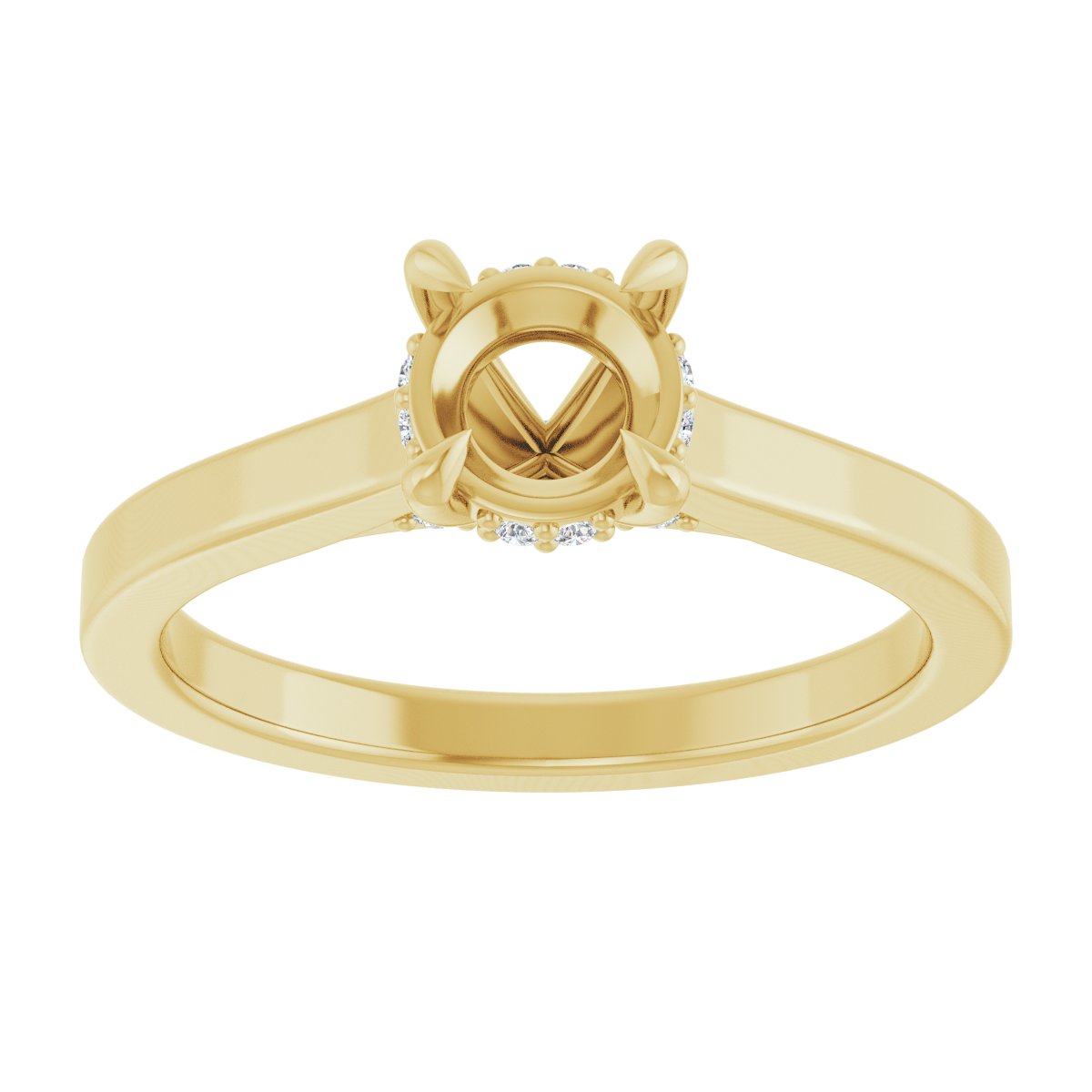 Round Claw-Prong Hidden Halo-Style Engagement Ring Semi-Mount - gallery - Series 127239