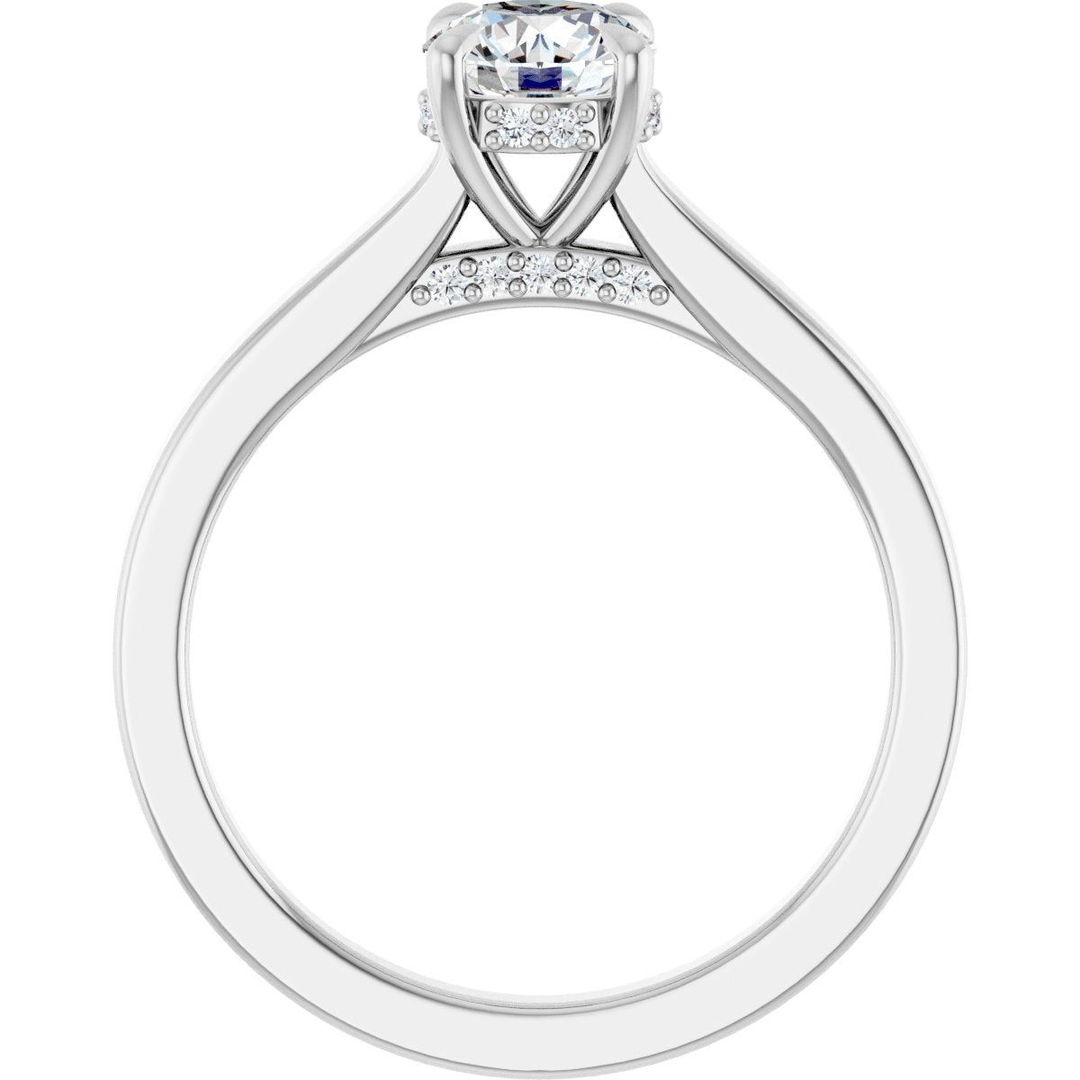 Round Claw-Prong Hidden Halo-Style Engagement Ring Semi-Mount - gallery - Series 127239