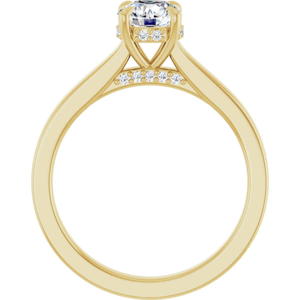 Round Claw-Prong Hidden Halo-Style Engagement Ring Semi-Mount - gallery - Series 127239