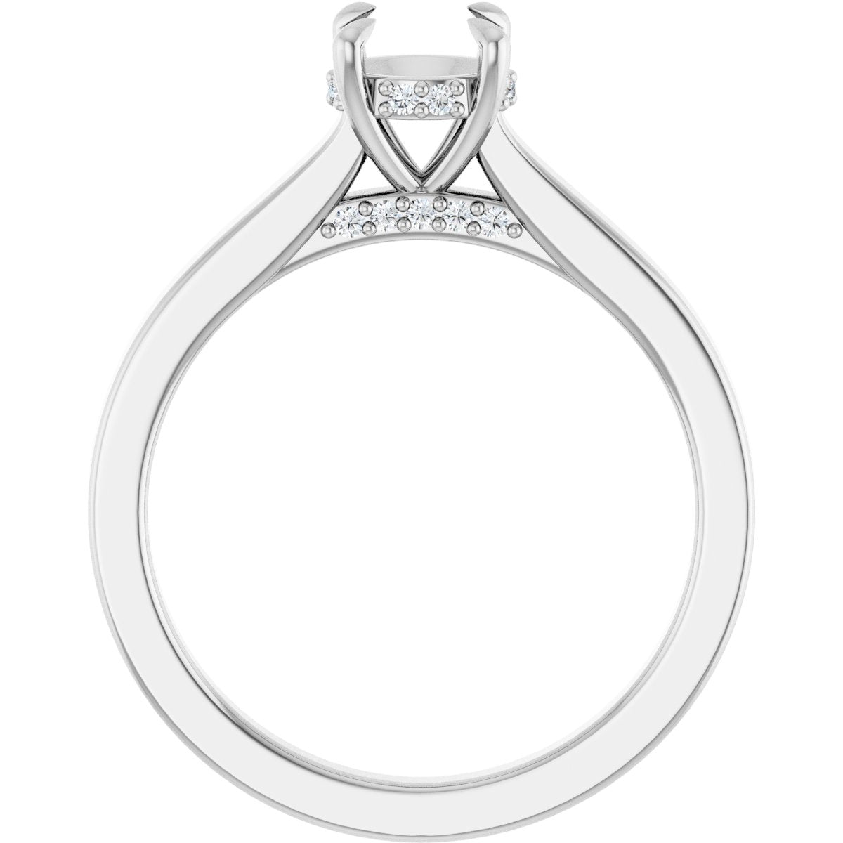 Round Claw-Prong Hidden Halo-Style Engagement Ring Semi-Mount - gallery - Series 127239