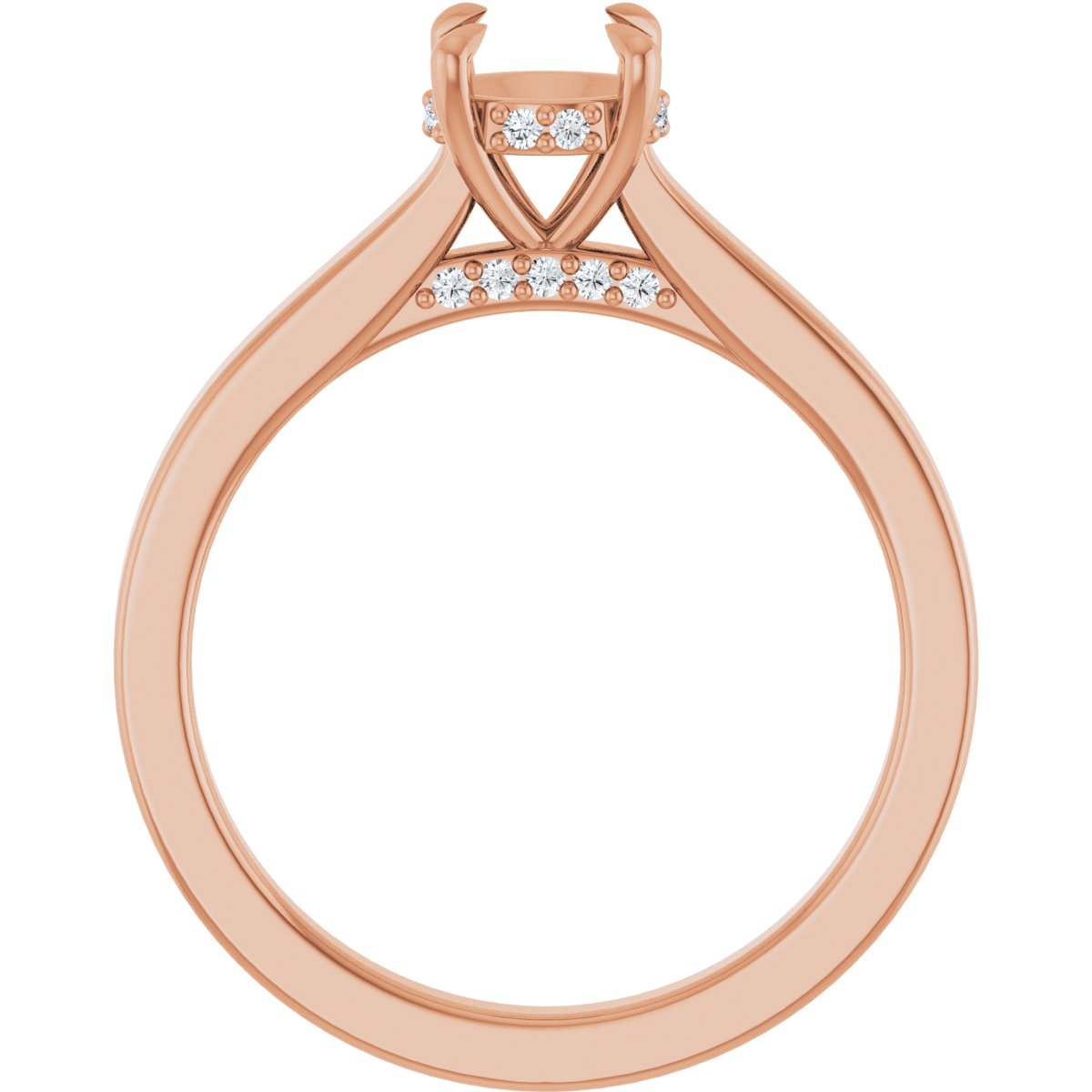 Round Claw-Prong Hidden Halo-Style Engagement Ring Semi-Mount - gallery - Series 127239