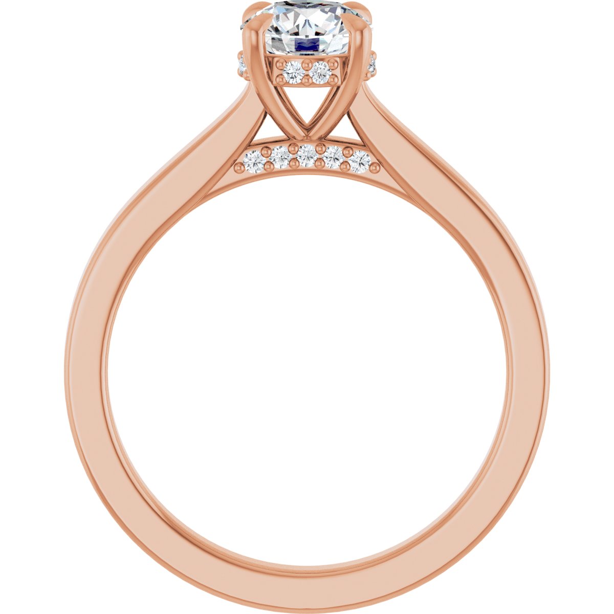 Round Claw-Prong Hidden Halo-Style Engagement Ring Semi-Mount - gallery - Series 127239