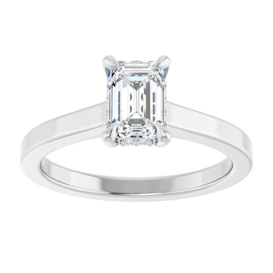 Emerald Claw-Prong Hidden Halo-Style Engagement Ring Semi-Mount - gallery - Series 127239