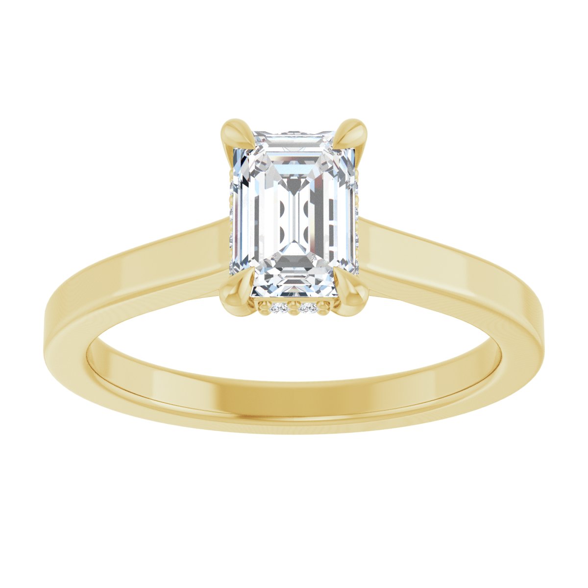 Emerald Claw-Prong Hidden Halo-Style Engagement Ring Semi-Mount - gallery - Series 127239