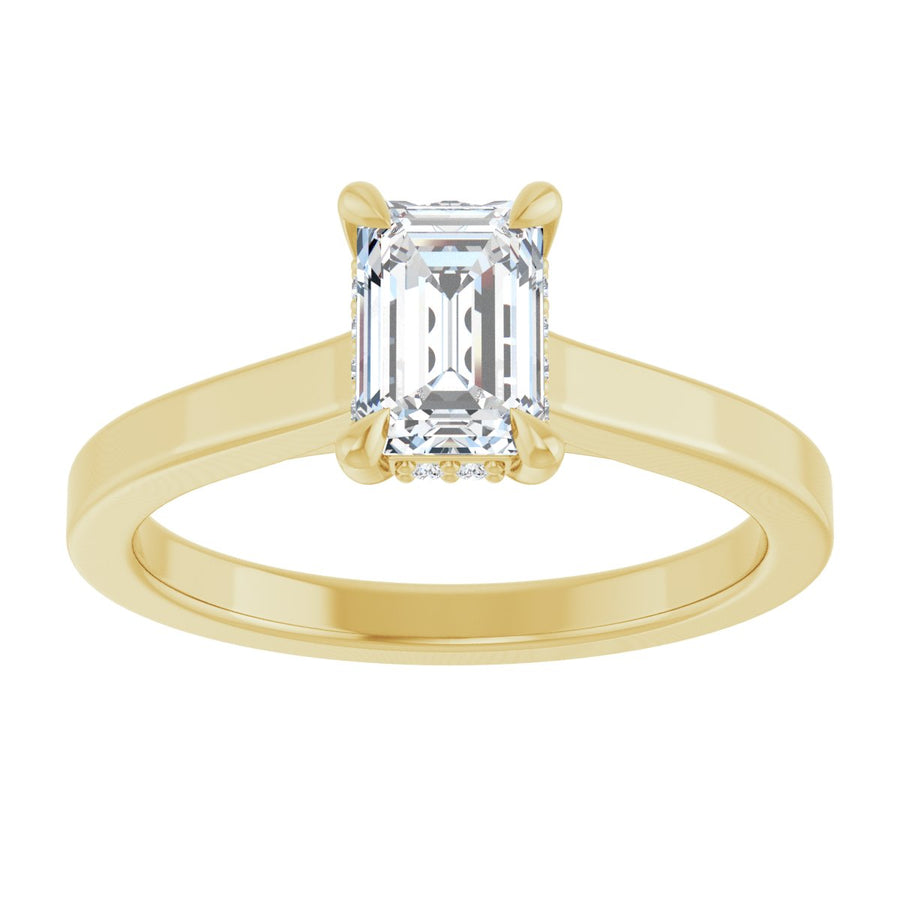 Emerald Claw-Prong Hidden Halo-Style Engagement Ring Semi-Mount - gallery - Series 127239