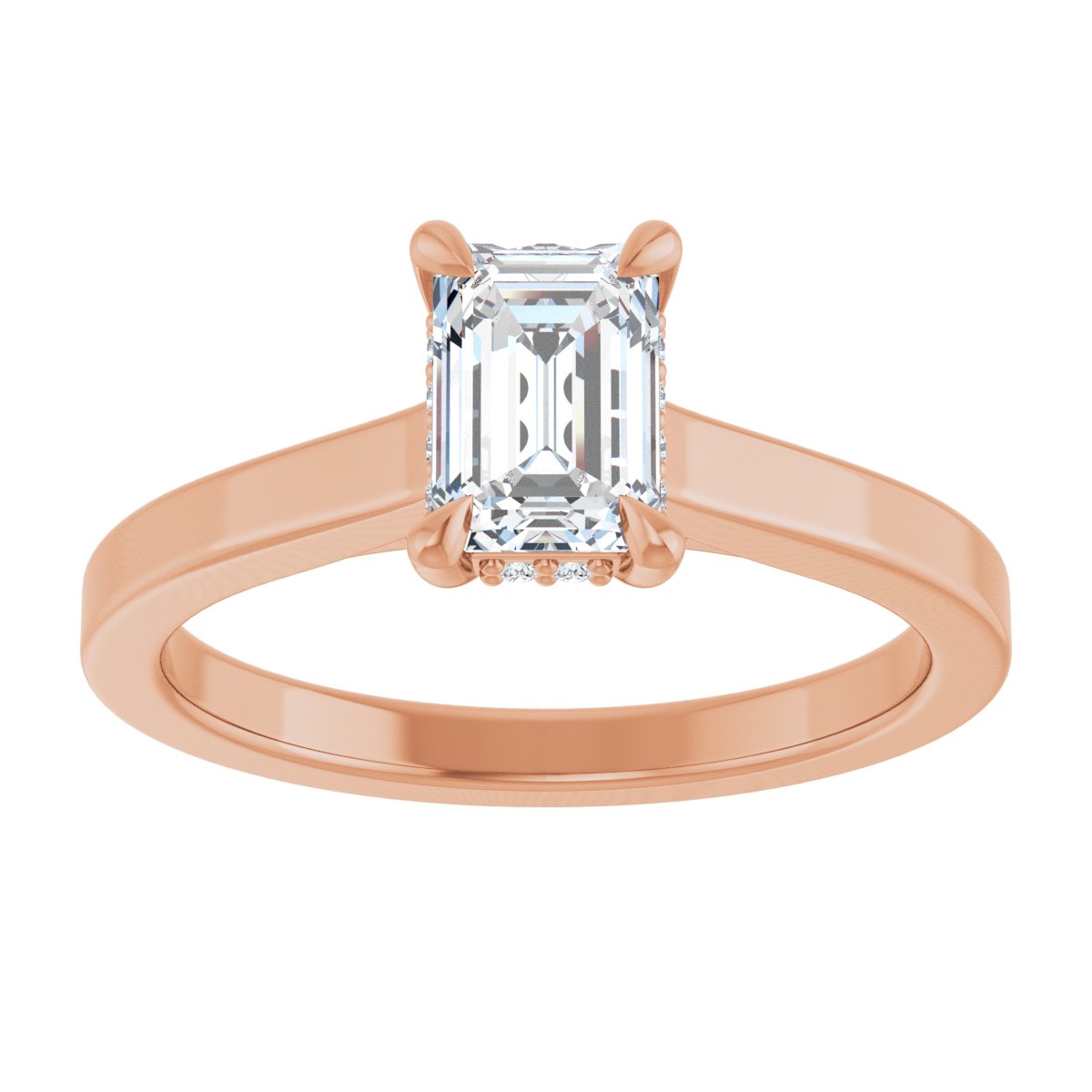 Emerald Claw-Prong Hidden Halo-Style Engagement Ring Semi-Mount - gallery - Series 127239