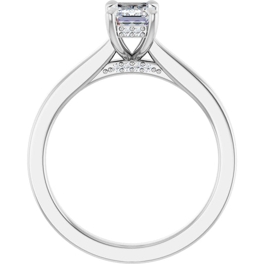Emerald Claw-Prong Hidden Halo-Style Engagement Ring Semi-Mount - gallery - Series 127239