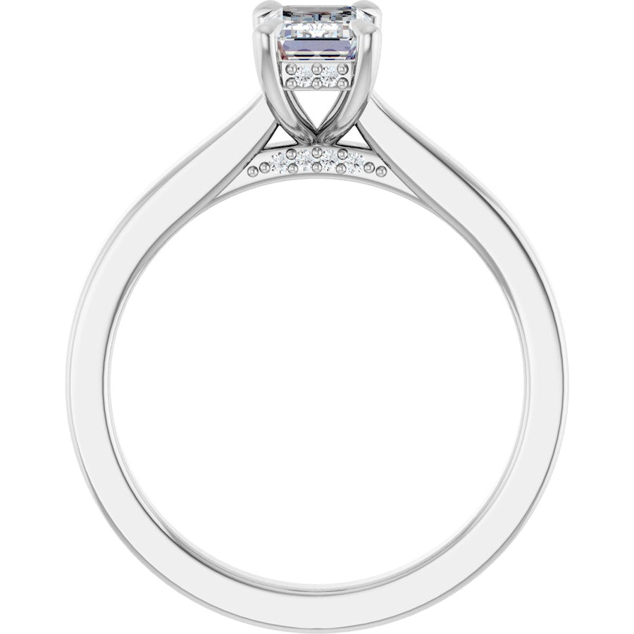 Emerald Claw-Prong Hidden Halo-Style Engagement Ring Semi-Mount - gallery - Series 127239
