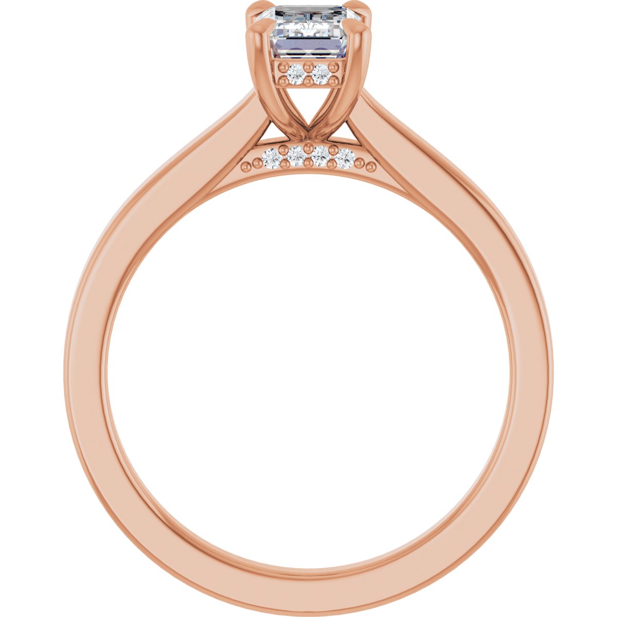 Emerald Claw-Prong Hidden Halo-Style Engagement Ring Semi-Mount - gallery - Series 127239