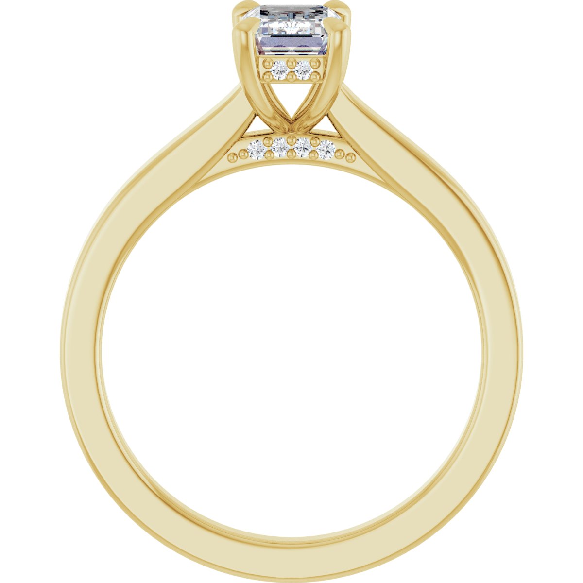 Emerald Claw-Prong Hidden Halo-Style Engagement Ring Semi-Mount - gallery - Series 127239
