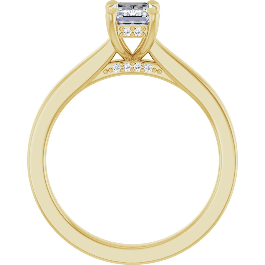 Emerald Claw-Prong Hidden Halo-Style Engagement Ring Semi-Mount - gallery - Series 127239