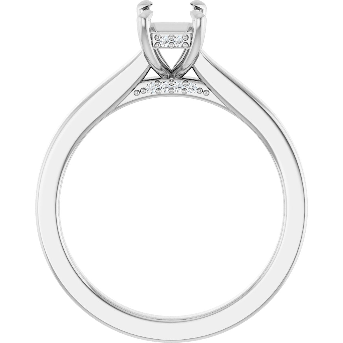 Emerald Claw-Prong Hidden Halo-Style Engagement Ring Semi-Mount - gallery - Series 127239