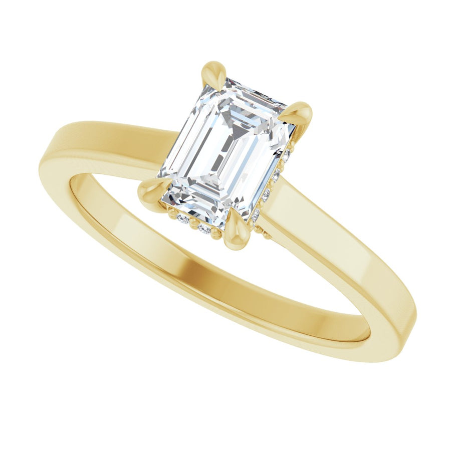 Emerald Claw-Prong Hidden Halo-Style Engagement Ring Semi-Mount - gallery - Series 127239