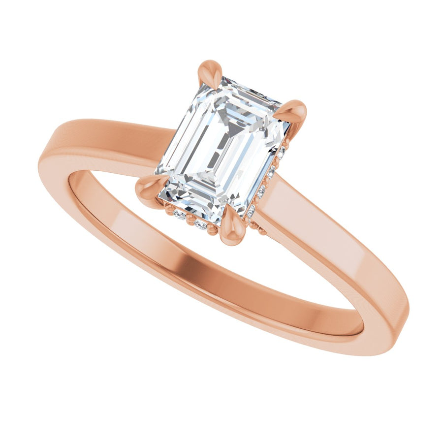 Emerald Claw-Prong Hidden Halo-Style Engagement Ring Semi-Mount - gallery - Series 127239