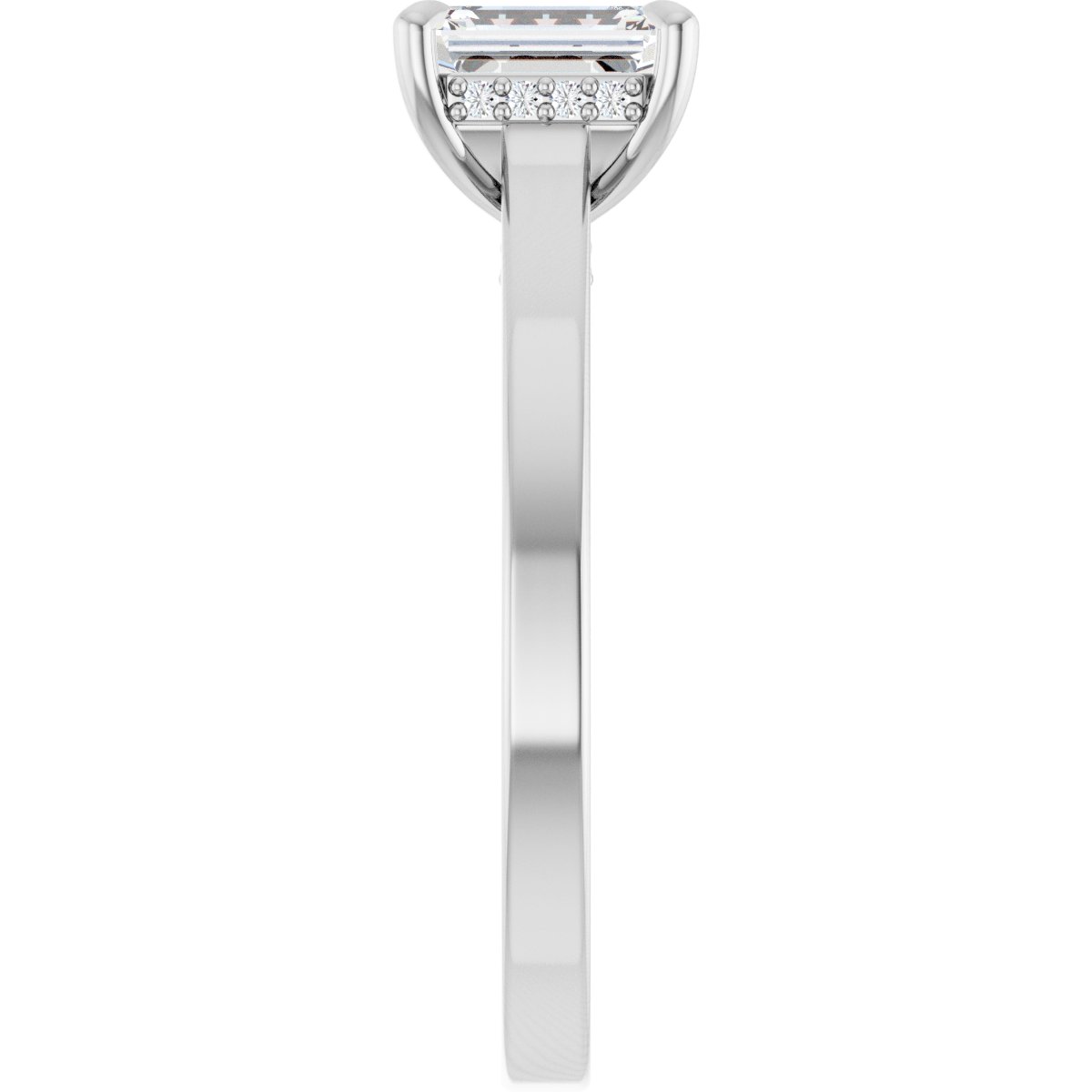 Emerald Claw-Prong Hidden Halo-Style Engagement Ring Semi-Mount - gallery - Series 127239