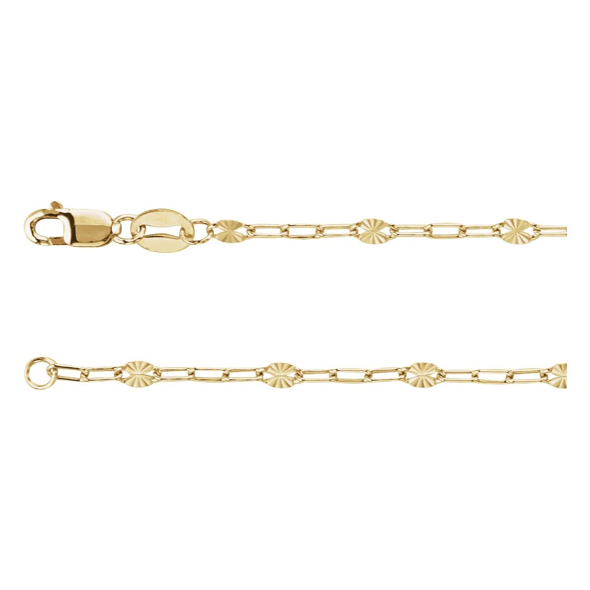2.5 mm Light Paperclip-Style Starburst Mirror Chain Bracelet (2.5 Mm / 7 In) - 14K Yellow Gold-Filled - Series CH1301