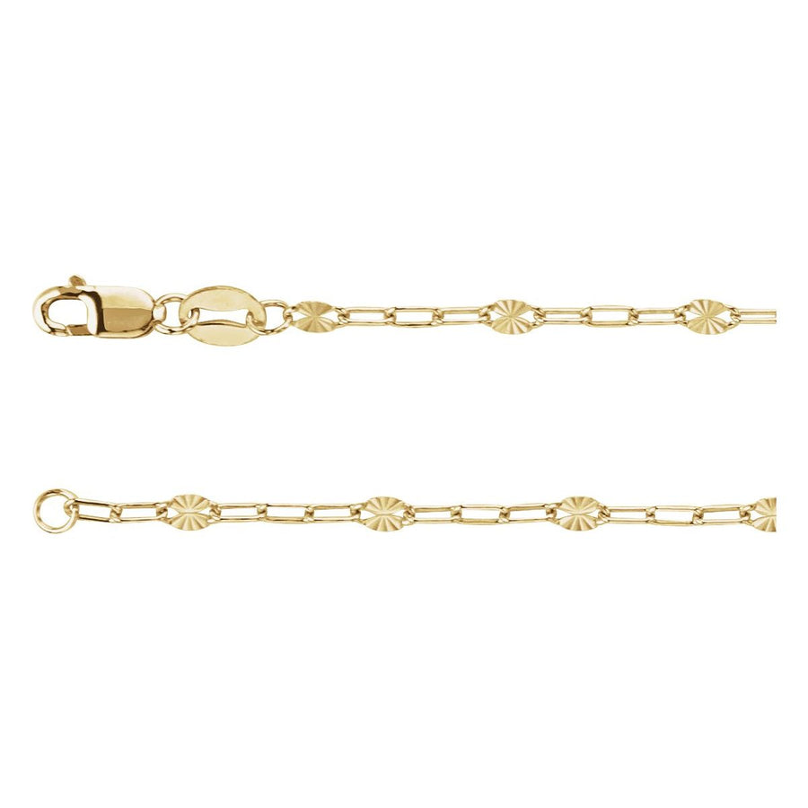 2.5 mm Light Paperclip-Style Starburst Mirror Chain Bracelet (2.5 Mm / 7 In) - 14K Yellow Gold-Filled - Series CH1301