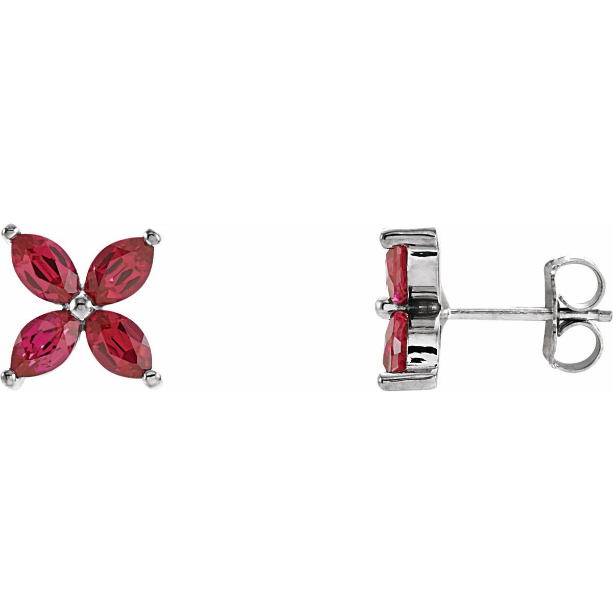 Lab Made Ruby Cluster Earrings