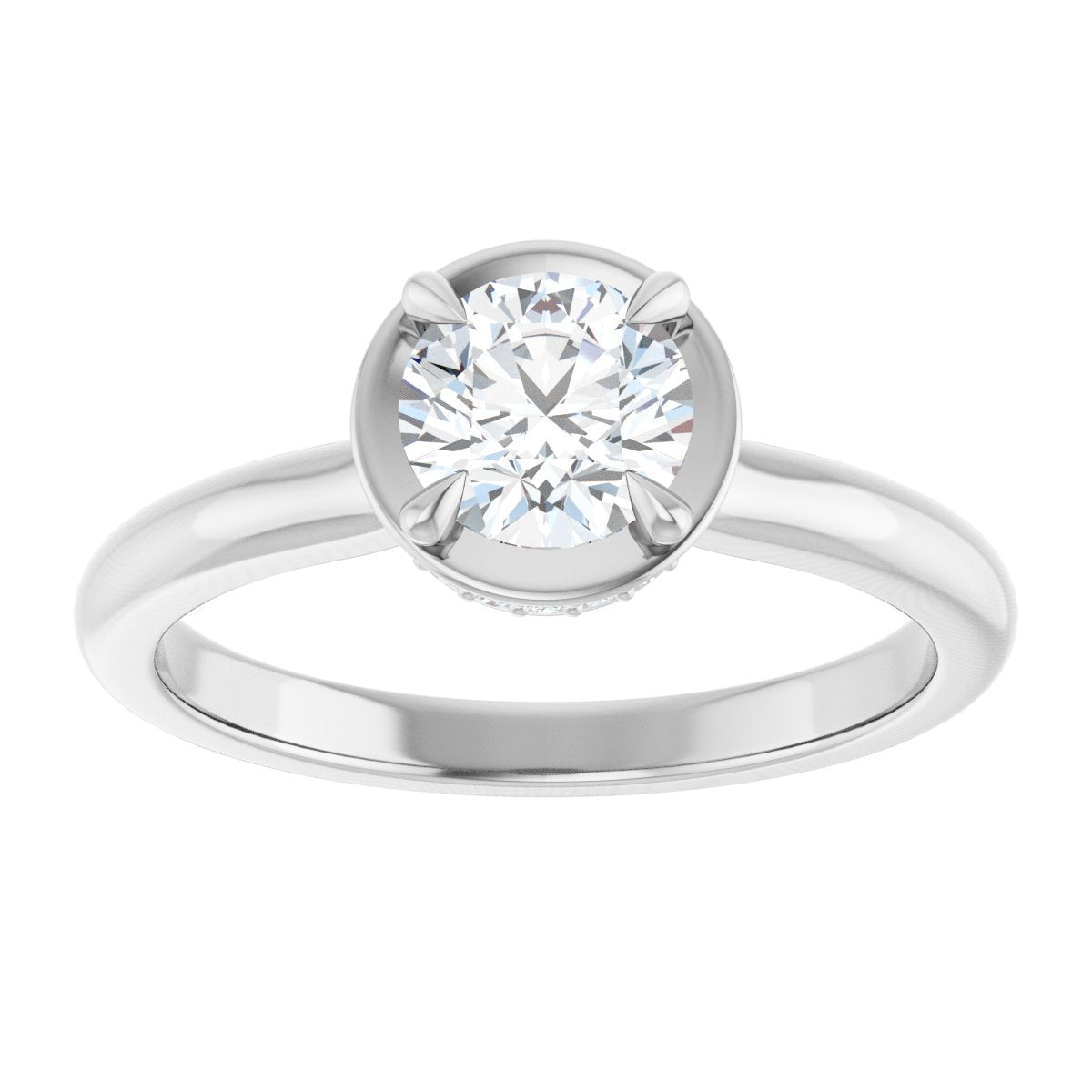 Round Claw-Prong Hidden Halo-Style Bezel-Style Engagement Ring Semi-Mount - gallery - Series 127311