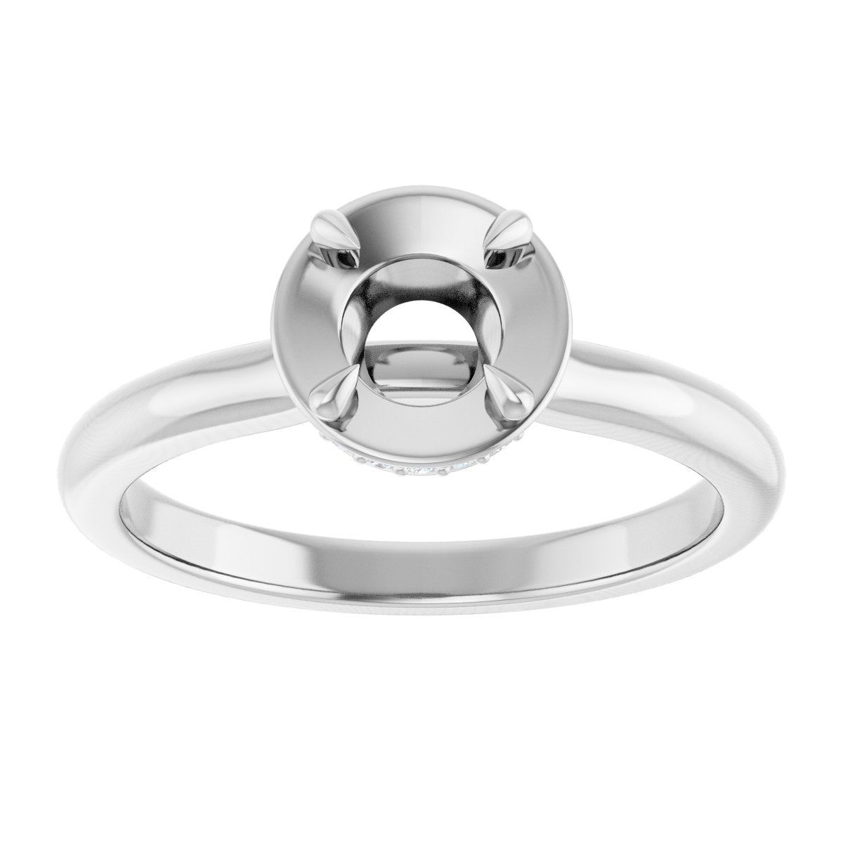 Round Claw-Prong Hidden Halo-Style Bezel-Style Engagement Ring Semi-Mount - gallery - Series 127311