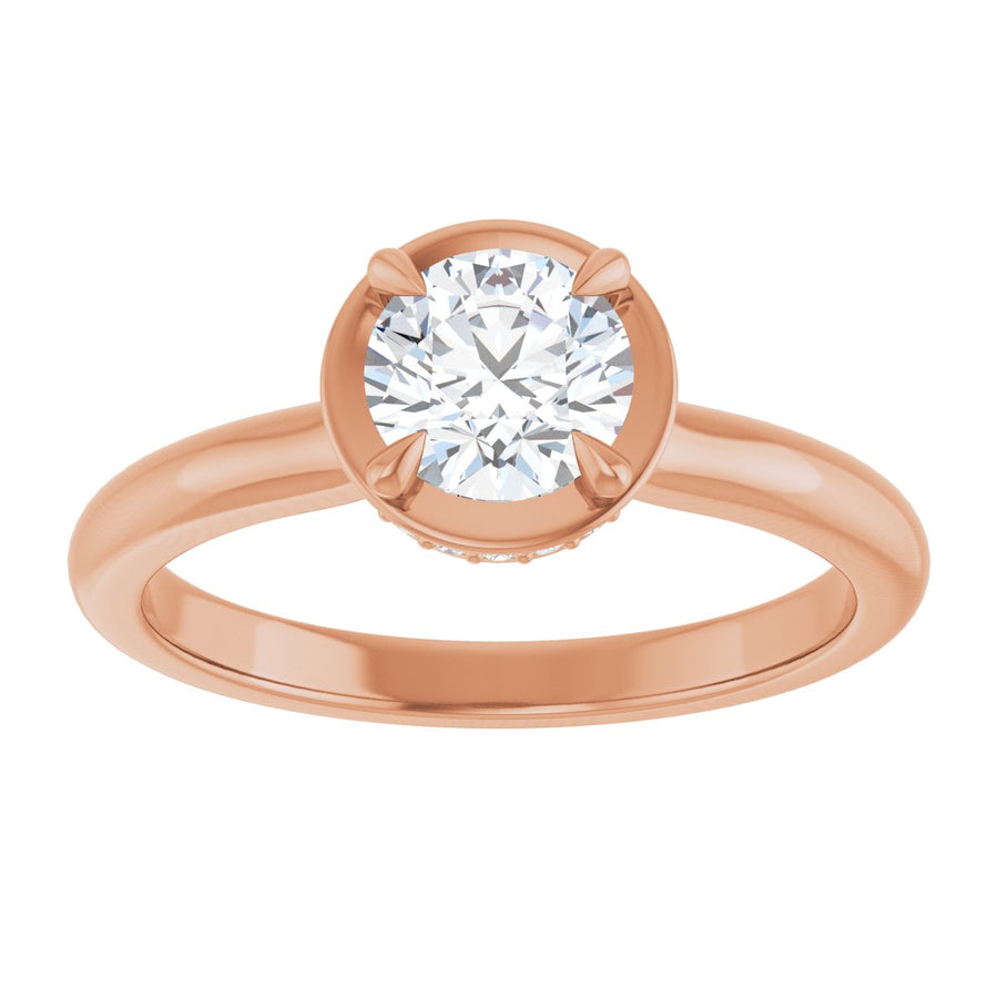 Round Claw-Prong Hidden Halo-Style Bezel-Style Engagement Ring Semi-Mount - gallery - Series 127311