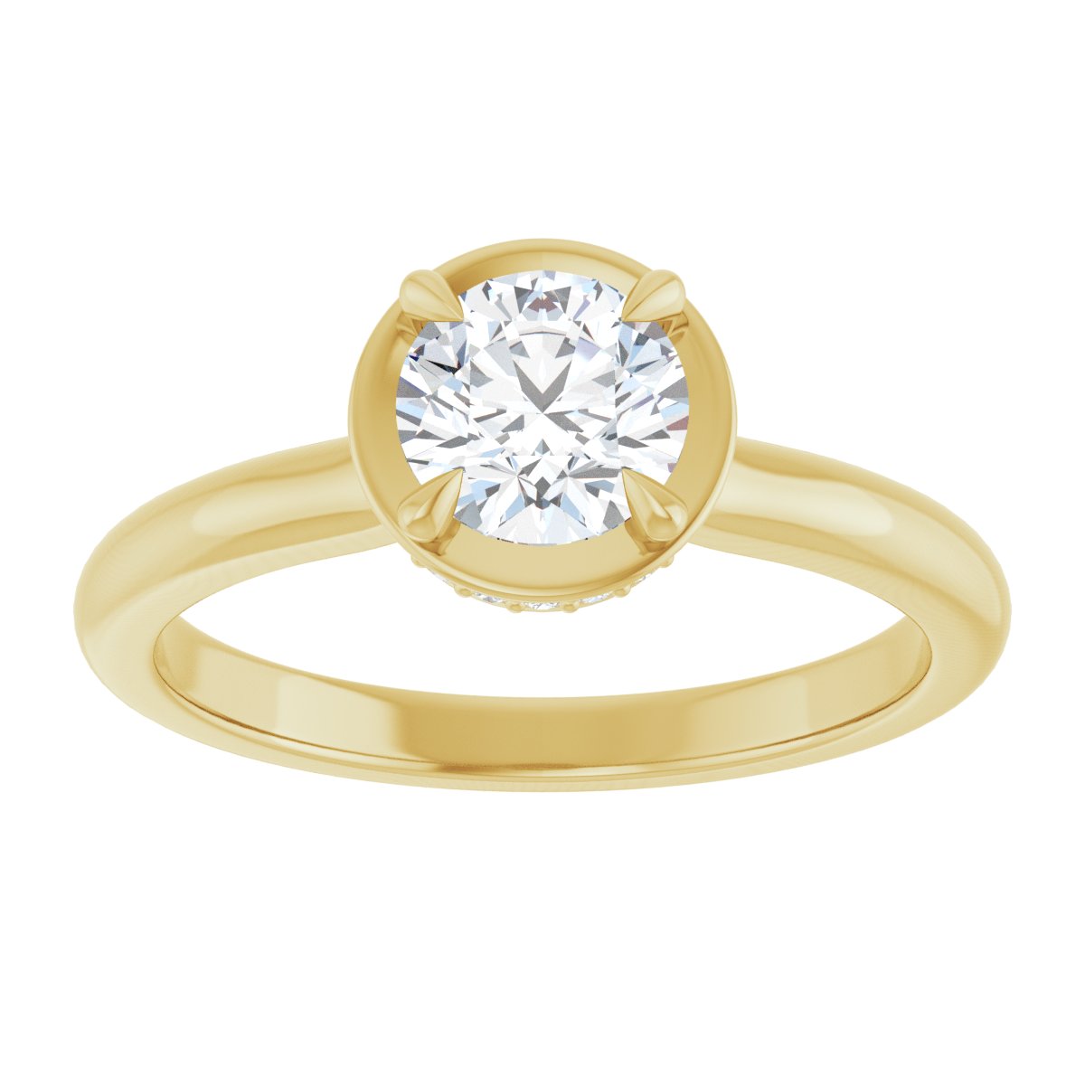 Round Claw-Prong Hidden Halo-Style Bezel-Style Engagement Ring Semi-Mount - gallery - Series 127311