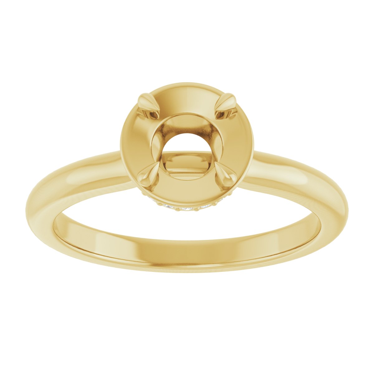 Round Claw-Prong Hidden Halo-Style Bezel-Style Engagement Ring Semi-Mount - gallery - Series 127311