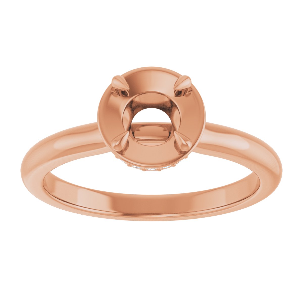 Round Claw-Prong Hidden Halo-Style Bezel-Style Engagement Ring Semi-Mount - gallery - Series 127311