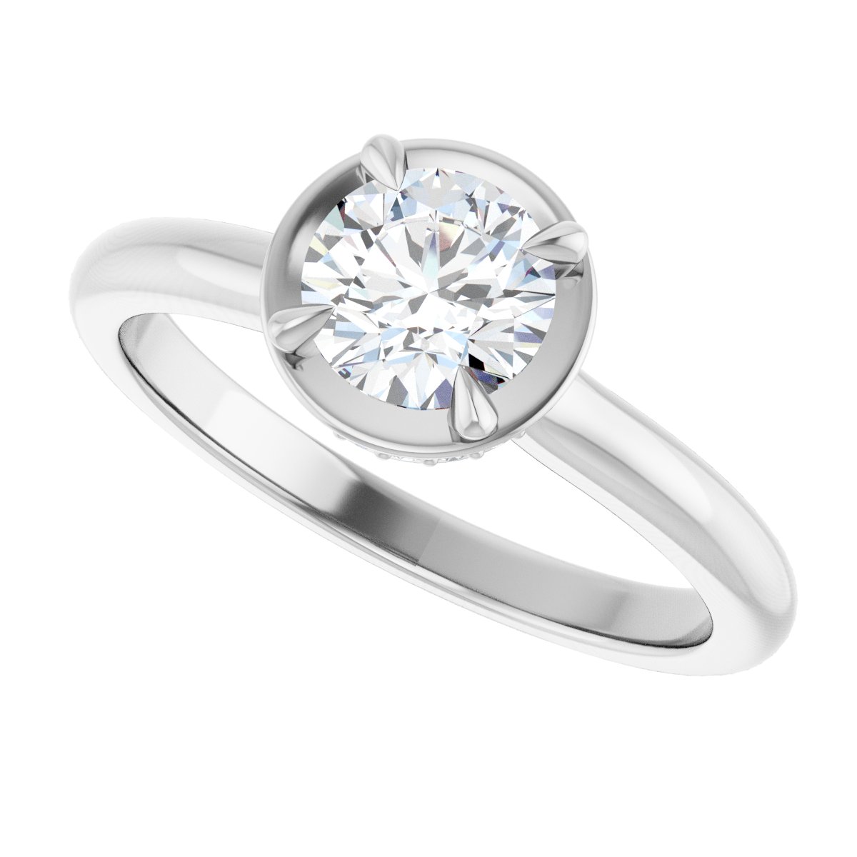 Round Claw-Prong Hidden Halo-Style Bezel-Style Engagement Ring Semi-Mount - gallery - Series 127311