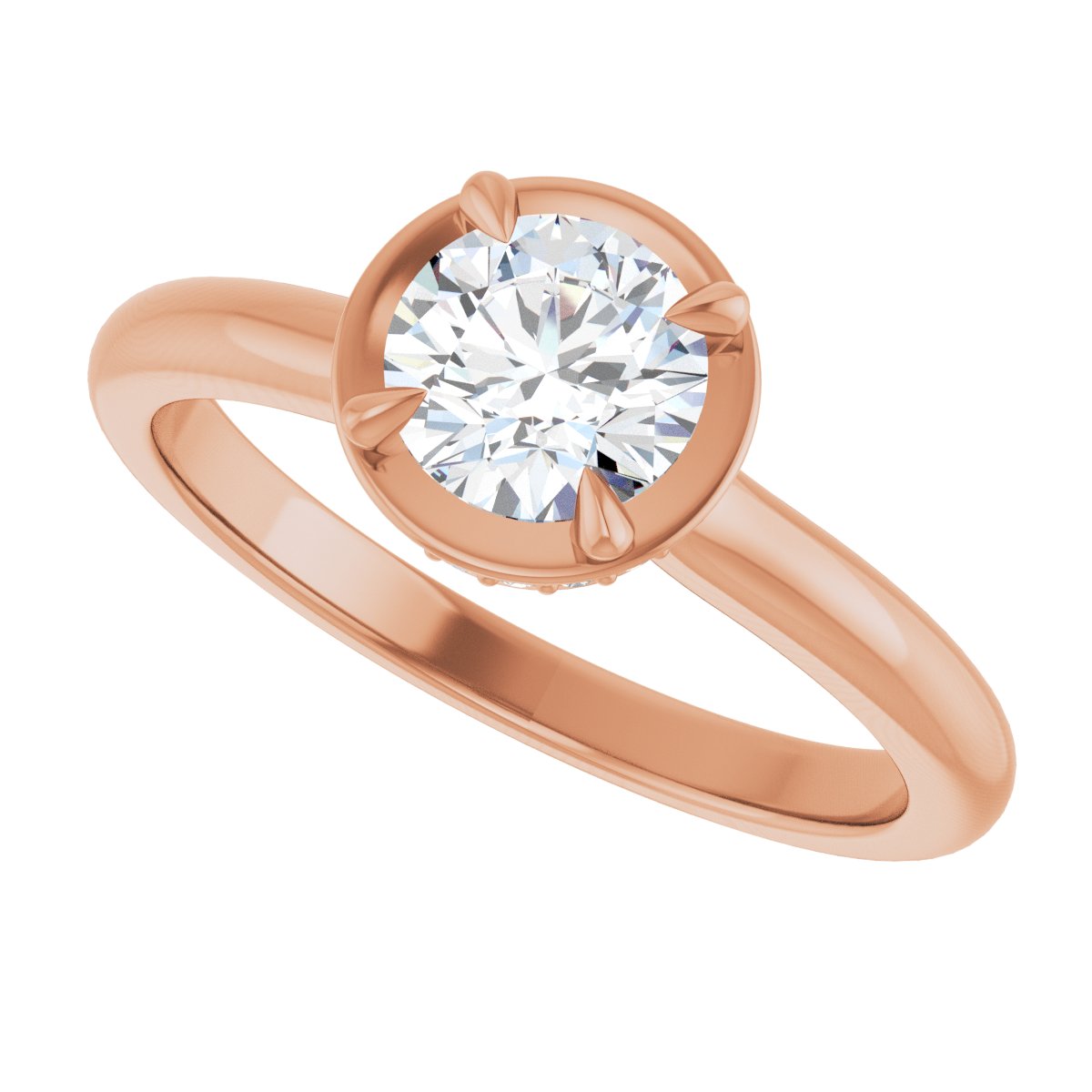 Round Claw-Prong Hidden Halo-Style Bezel-Style Engagement Ring Semi-Mount - gallery - Series 127311
