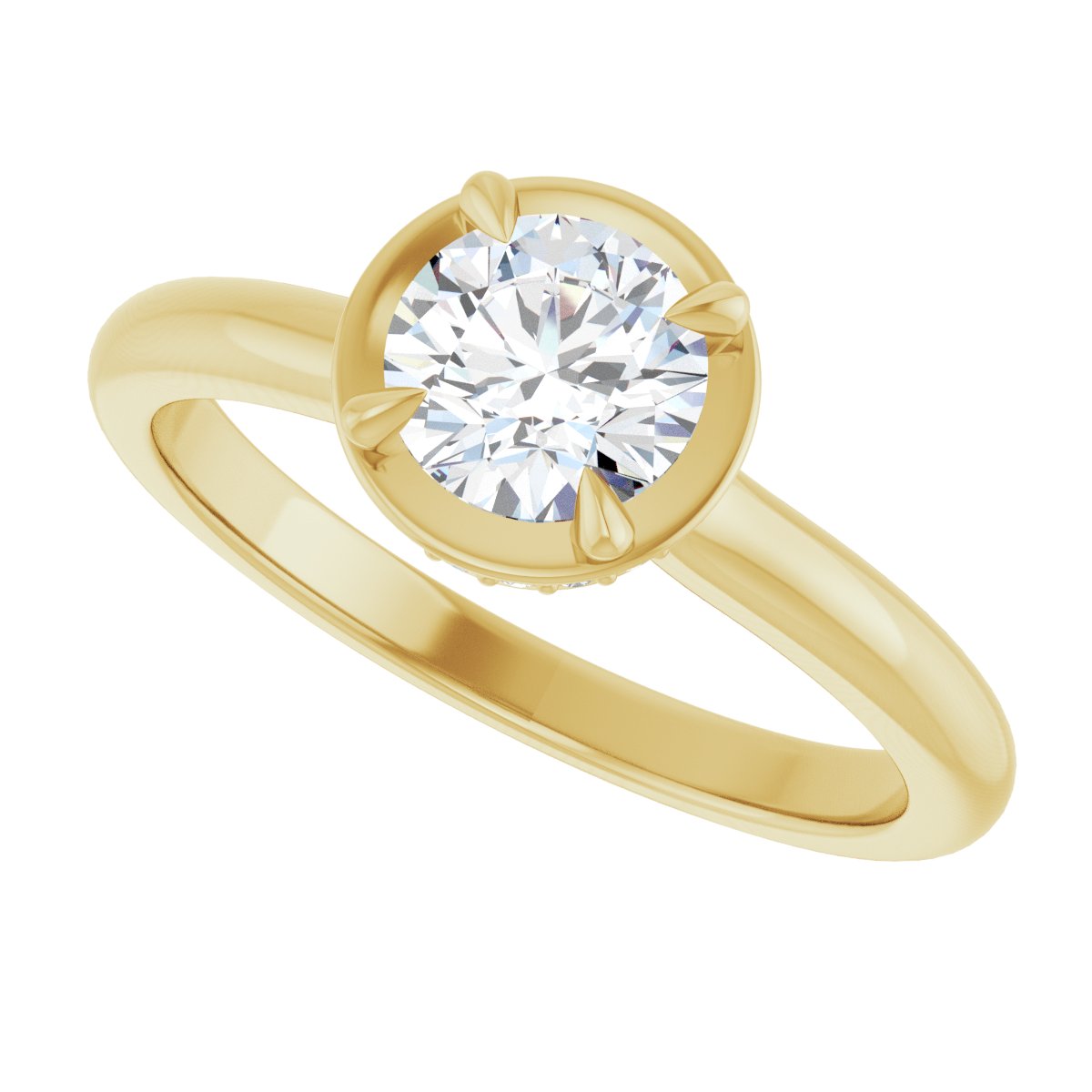 Round Claw-Prong Hidden Halo-Style Bezel-Style Engagement Ring Semi-Mount - gallery - Series 127311