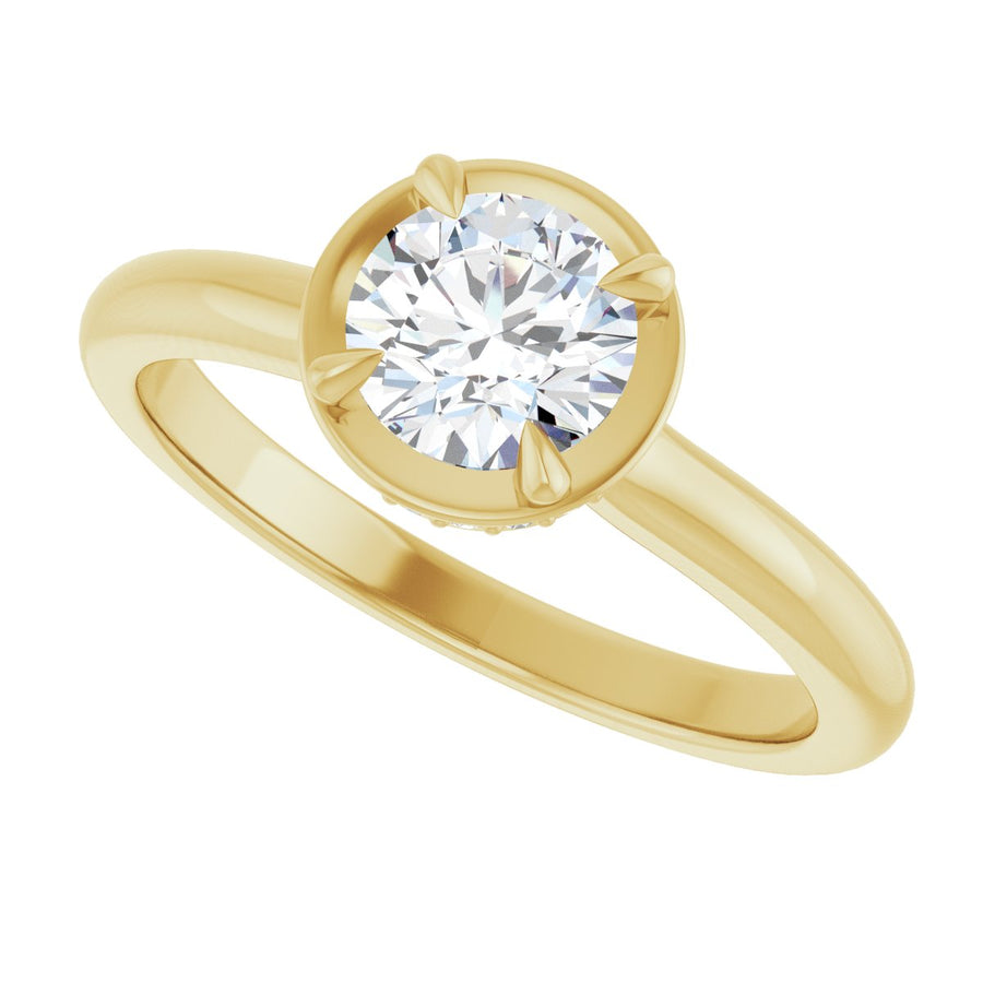 Round Claw-Prong Hidden Halo-Style Bezel-Style Engagement Ring Semi-Mount - gallery - Series 127311