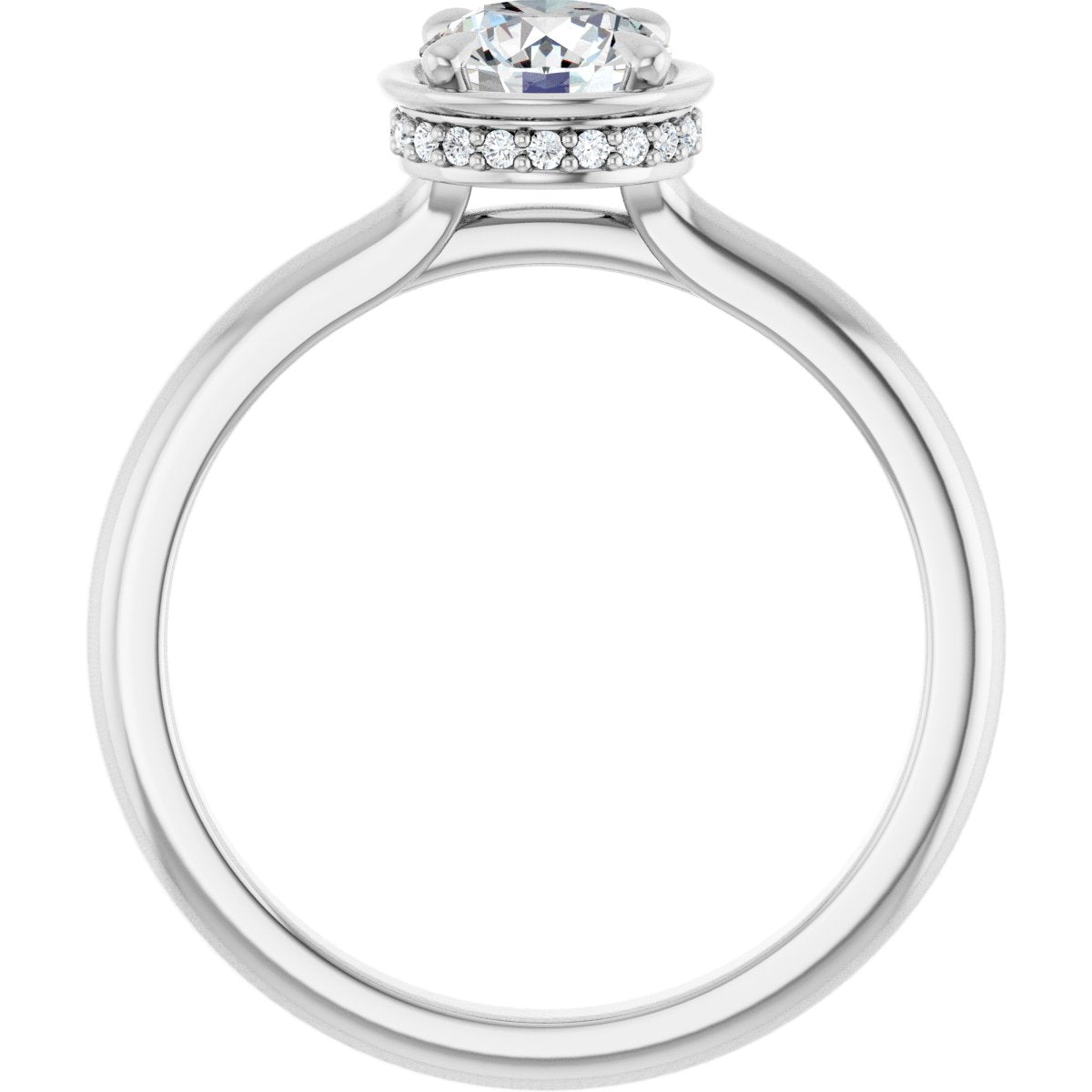 Round Claw-Prong Hidden Halo-Style Bezel-Style Engagement Ring Semi-Mount - gallery - Series 127311