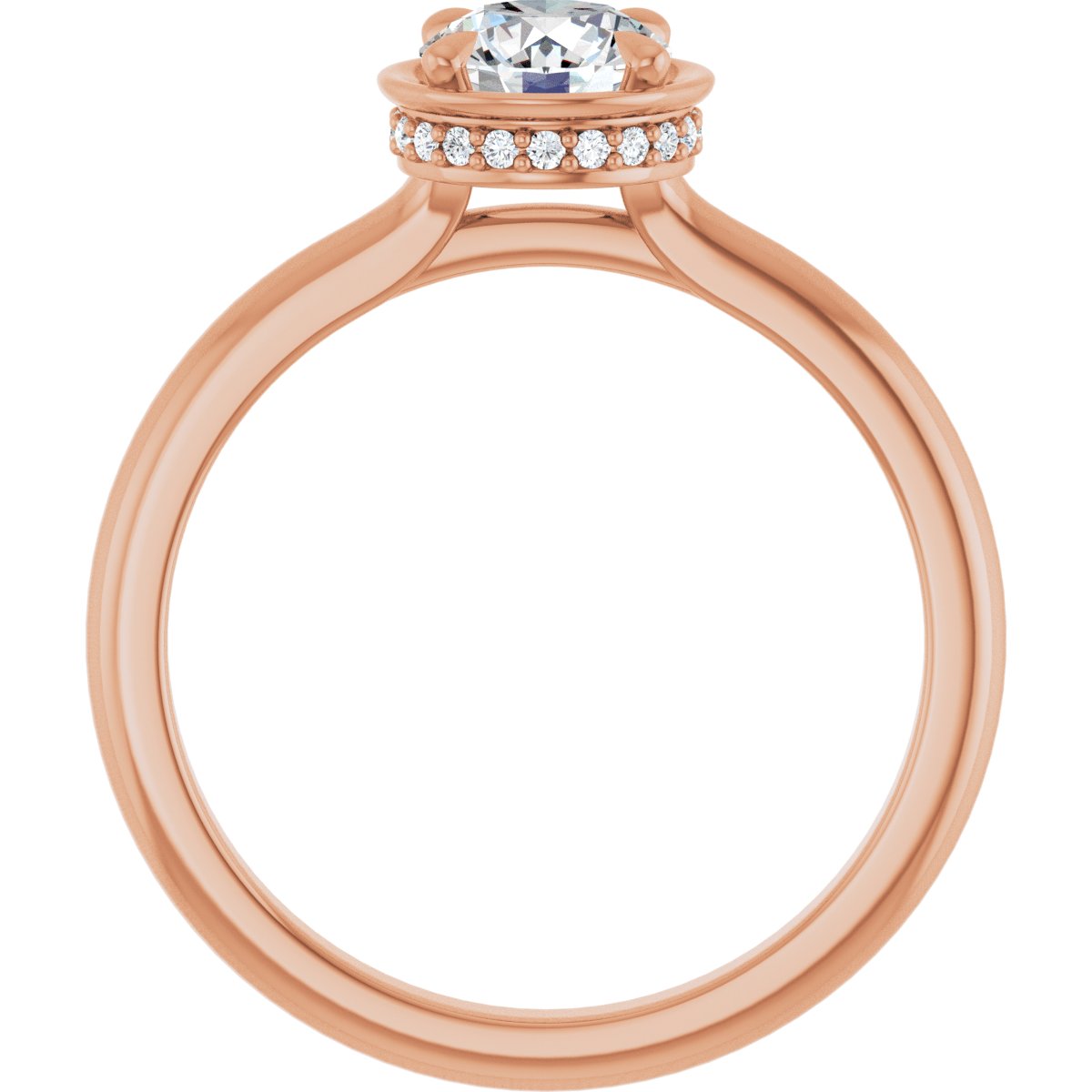 Round Claw-Prong Hidden Halo-Style Bezel-Style Engagement Ring Semi-Mount - gallery - Series 127311