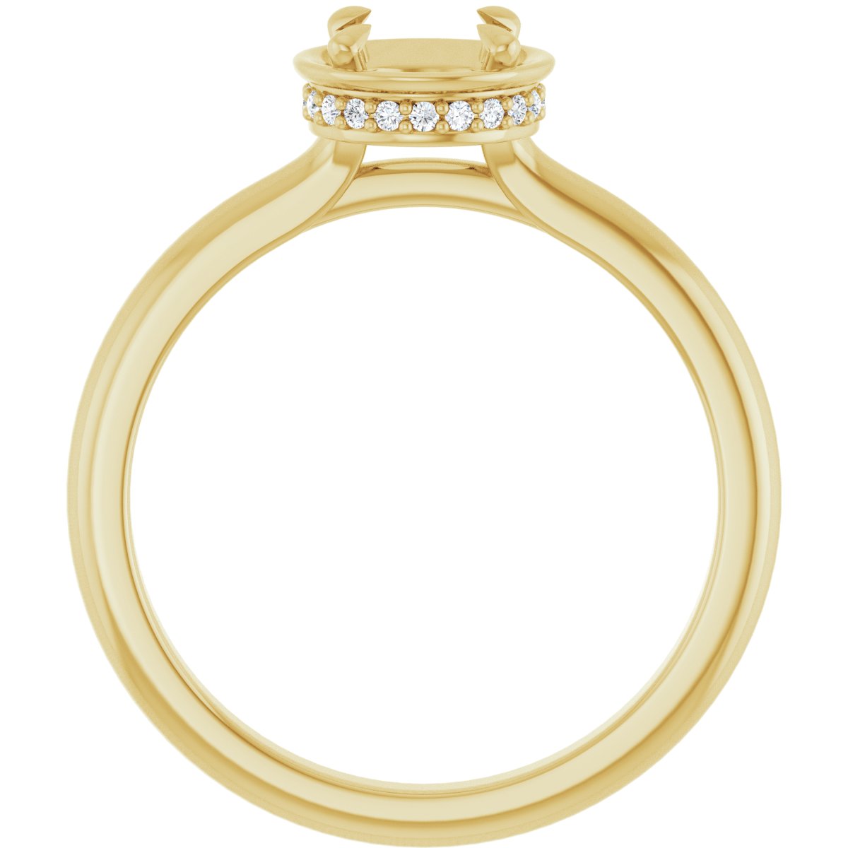 Round Claw-Prong Hidden Halo-Style Bezel-Style Engagement Ring Semi-Mount - gallery - Series 127311