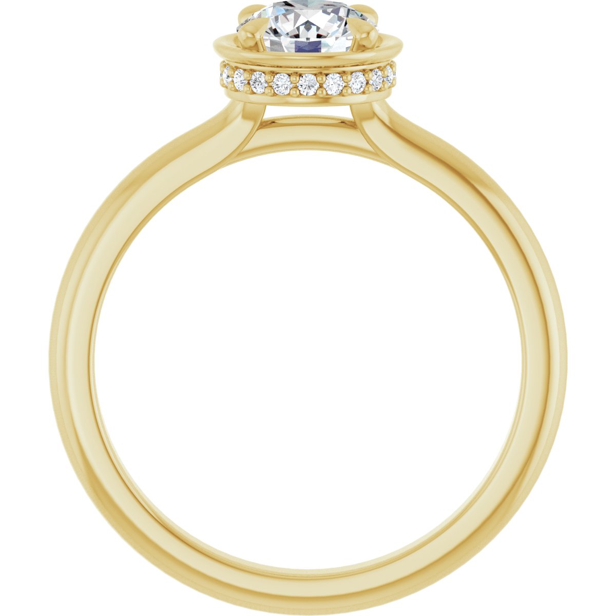 Round Claw-Prong Hidden Halo-Style Bezel-Style Engagement Ring Semi-Mount - gallery - Series 127311