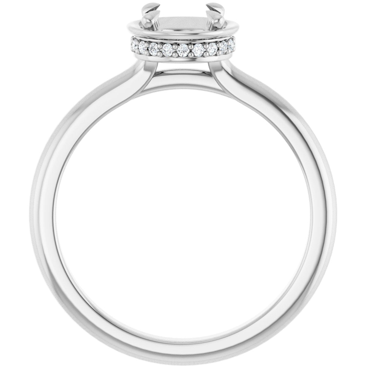 Round Claw-Prong Hidden Halo-Style Bezel-Style Engagement Ring Semi-Mount - gallery - Series 127311