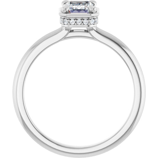 Emerald Claw-Prong Hidden Halo-Style Bezel-Style Engagement Ring Semi-Mount - gallery - Series 127311