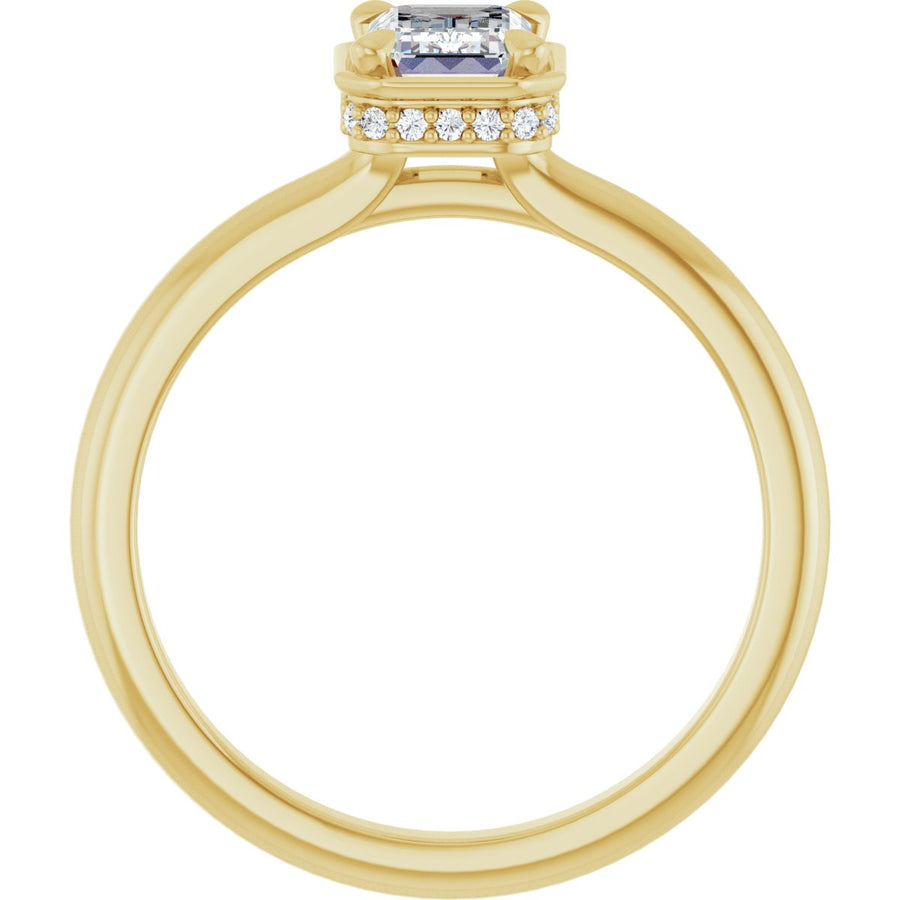 Emerald Claw-Prong Hidden Halo-Style Bezel-Style Engagement Ring Semi-Mount - gallery - Series 127311