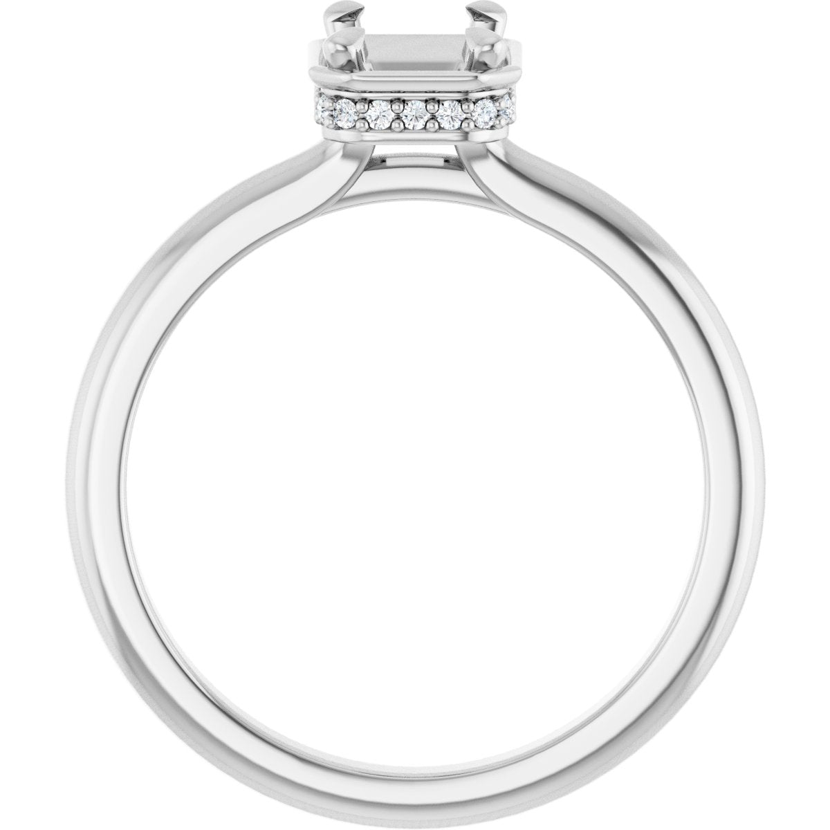 Emerald Claw-Prong Hidden Halo-Style Bezel-Style Engagement Ring Semi-Mount - gallery - Series 127311