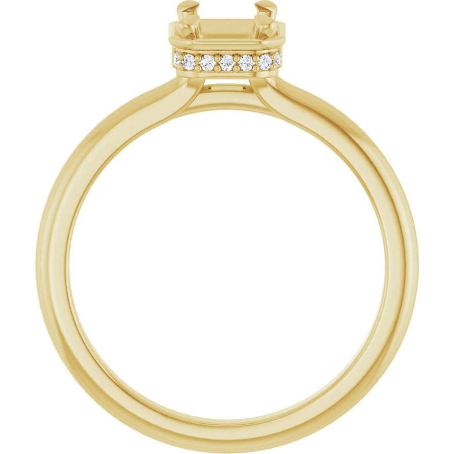 Emerald Claw-Prong Hidden Halo-Style Bezel-Style Engagement Ring Semi-Mount - gallery - Series 127311
