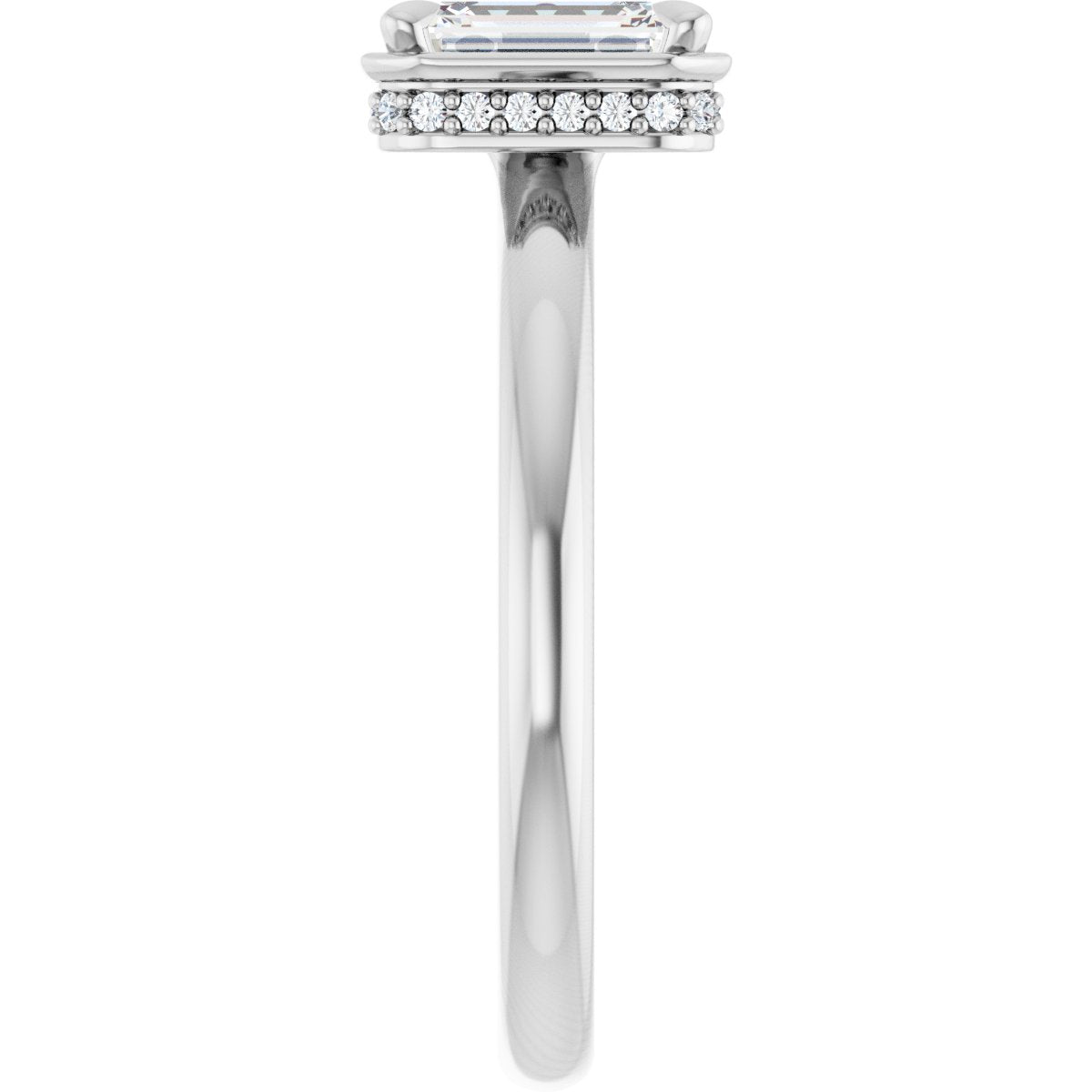 Emerald Claw-Prong Hidden Halo-Style Bezel-Style Engagement Ring Semi-Mount - gallery - Series 127311
